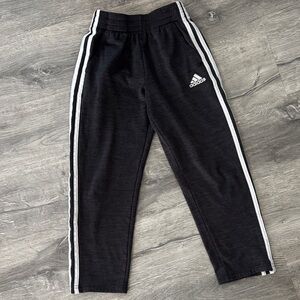 adidas Heather Gray Jogger Pants with White Side Stripes Size Small